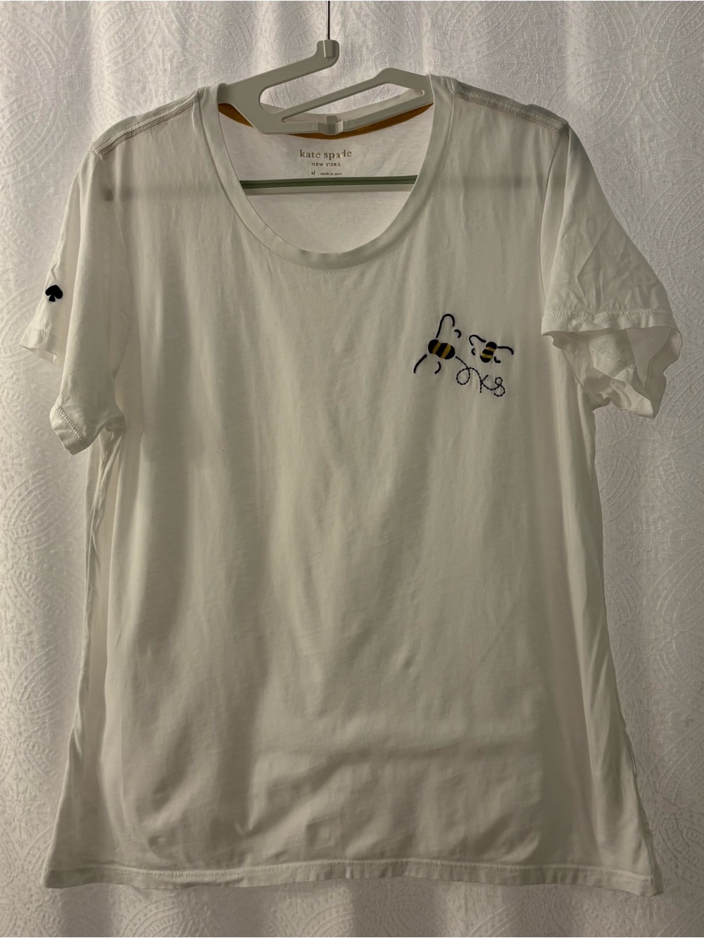 Kate Spade Bee Embroidered White Tee Women’s XL